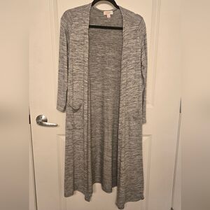 Gray Long Open Cardigan